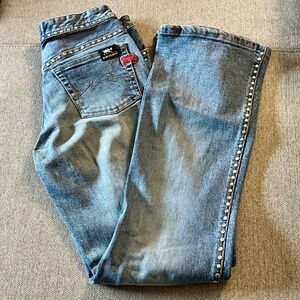 Parasuco Light Blue Boot Cut Jeans with Studded Details